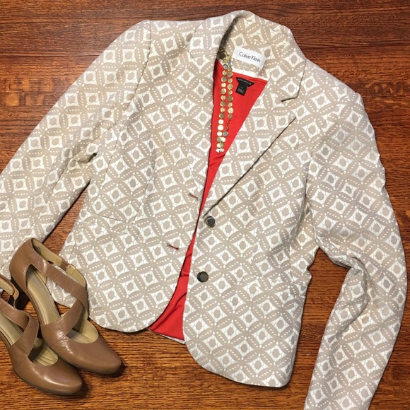 Calvin Klein Jackets & Blazers - Calvin Klein jacket white & tan lace look, 6